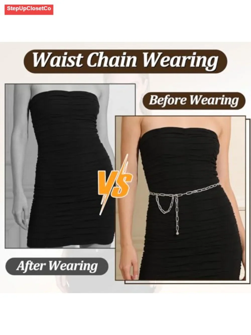 Silver Waist Chain Belt for Women Adjustable Metal Chain Belt for Jeans Dresses